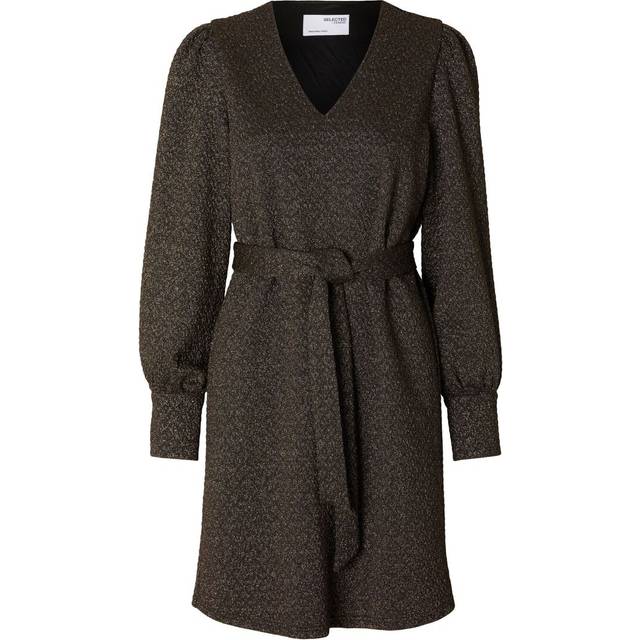 SELECTED FEMME Slfagnethe Glitter Short Jaquard Dress |Svart |M