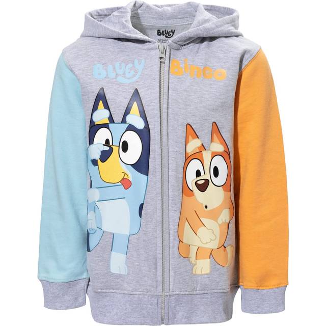 Bluey & Bingo Toddler Boys Fleece Zip-Up Raglan Hoodie Grey 5T