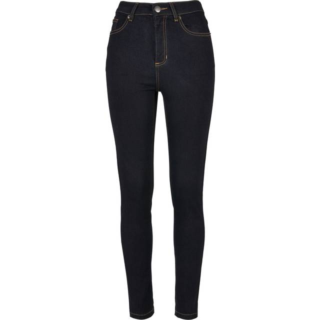 Urban Classics Dam dam ekologiska jeans med hög midja skinny jeans, mörkblå raw, 26, Mörkblå rå