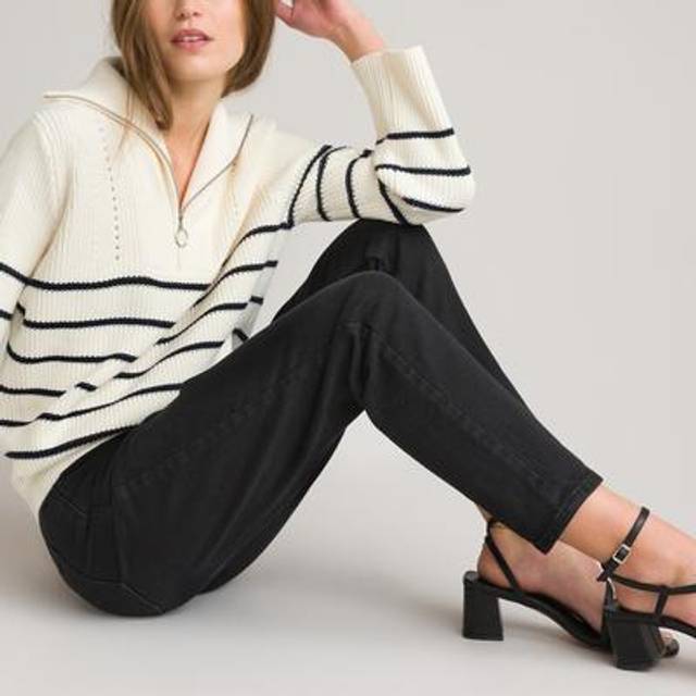 High Waist Boyfriend Jeans - Brushed Black - 12