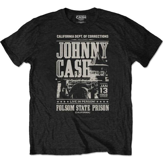 Johnny Cash Unisex-tröja för vuxenfängelseaffisch S svart