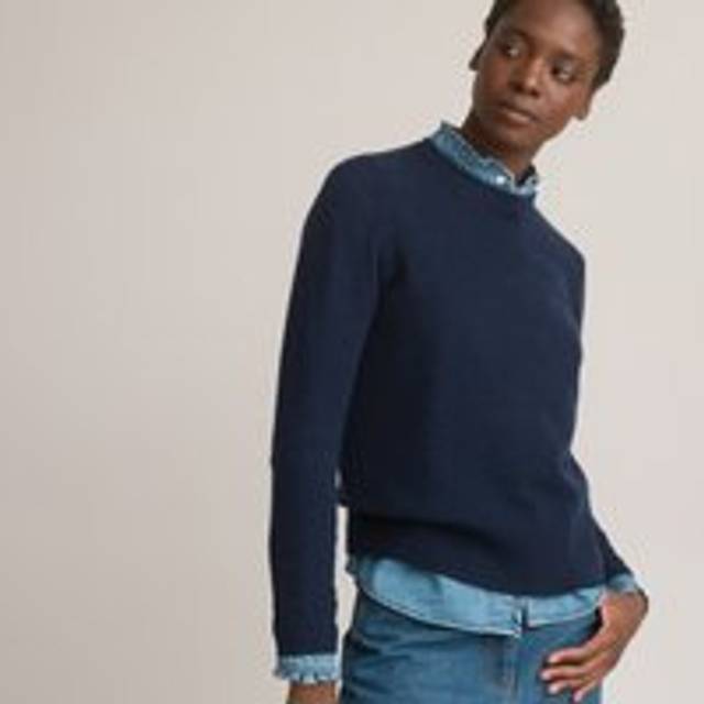Cashmere Crew Neck Jumper - Navy Blue - XXL