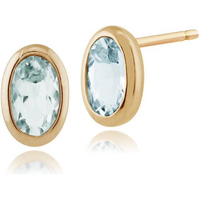 Classic Oval Aquamarine Stud Earrings in 9ct Yellow Gold 6x4mm