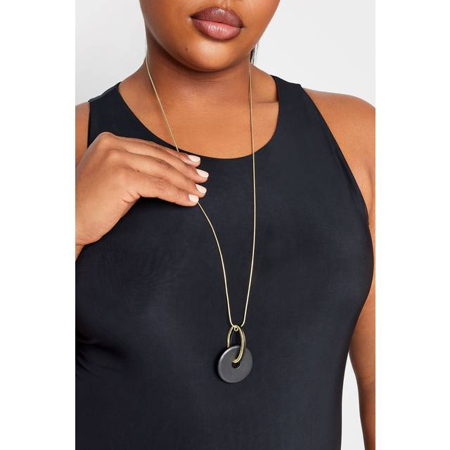 Gold Mixed Disc Long Necklace - One Size