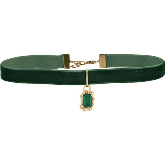 String Of Orb Chronicles Necklace Choker Green Agate - Förgyllt-Silver Sterling 925 (30-37 cm)