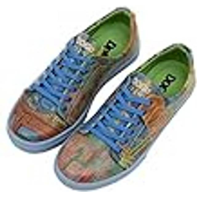DOGO Kvinnors veganskt läder flerfärgade sneakers - Vincent Van Gogh The Bedroom Muse Motif-37, Material: Polyester, 37 EU