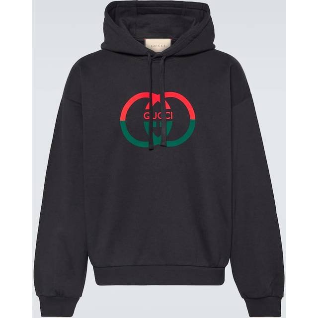 Gucci Mens Black/mc Logo-print Relaxed-fit Cotton-jersey Hoody Xl