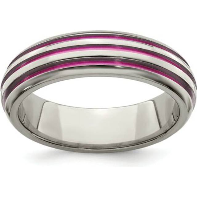 Edward mirell titanium pink anodized 6mm triple grooved wedding band size 5 - 10