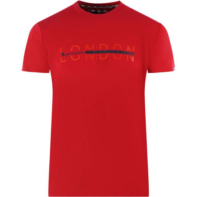 Aquascutum Mens London 1851 Tape Logo Red T-Shirt - Size Medium
