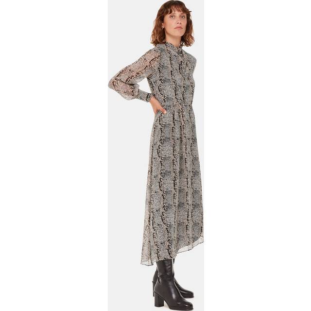 Whistles Meg Optical Snake Print Midi Dress, Black/Multi
