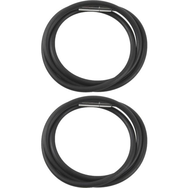 2X 3mm Cord In Rubber Black Necklace with Clasp In Steel Stainless - 16 Inch