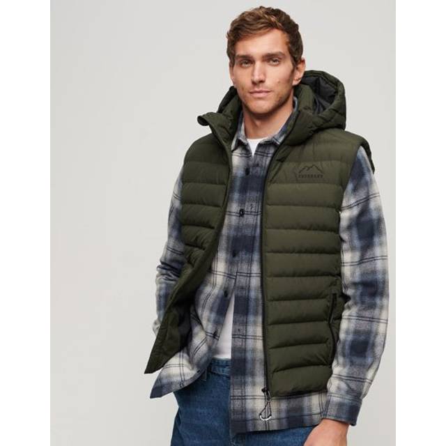 Superdry for man. M5011747A Fuji hooded quilted waistcoat green (S), Casual, Recycled Polister, Sustainable