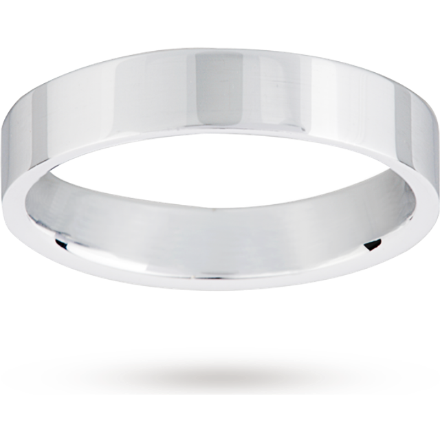 4mm Low Domed Ladies Court Wedding Ring In 18 Carat White Gold - Ring Size M