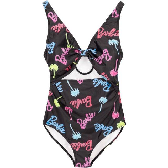 (L, Black) Barbie Womens/Ladies Palm Tree Logo One Piece Swimsuit