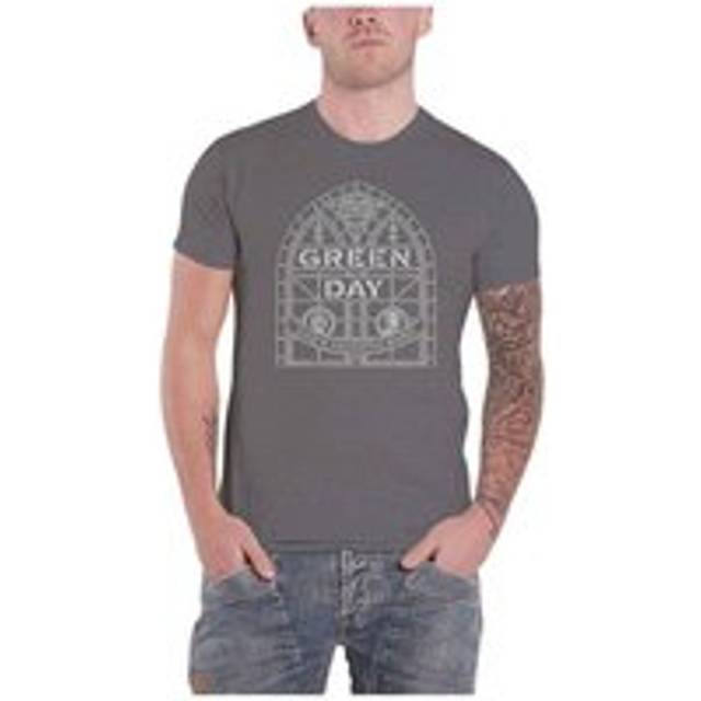 (XL, Charcoal Grey) Green Day Unisex Adult Stained Glass T-Shirt
