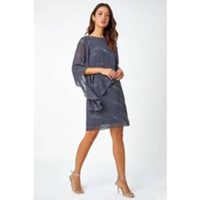 Sequin embellished asymmetric overlay dress for women uk ladies roman originals