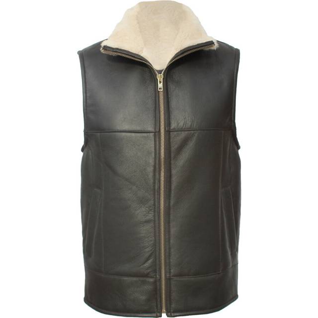 (48 inch, Dark Brown Nappa) Eastern Counties Leather Mens Harvey Sheepskin Gilet