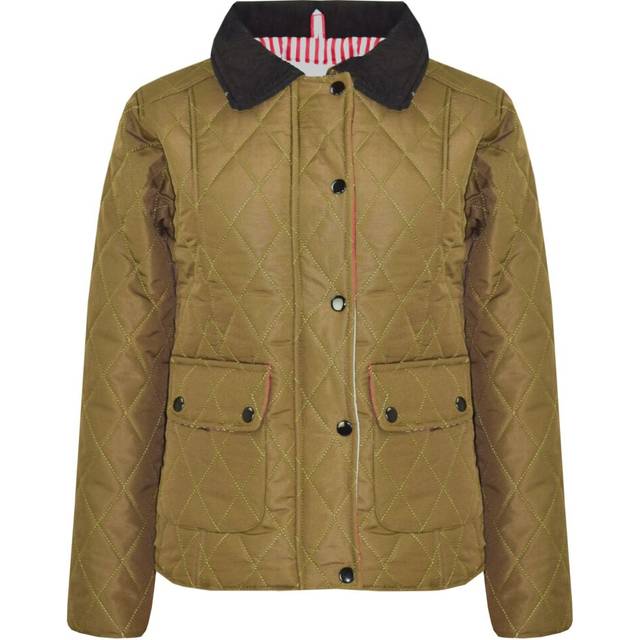 Kids jackets girls khaki quilted padded collar buttoned zipped jacket thick coat