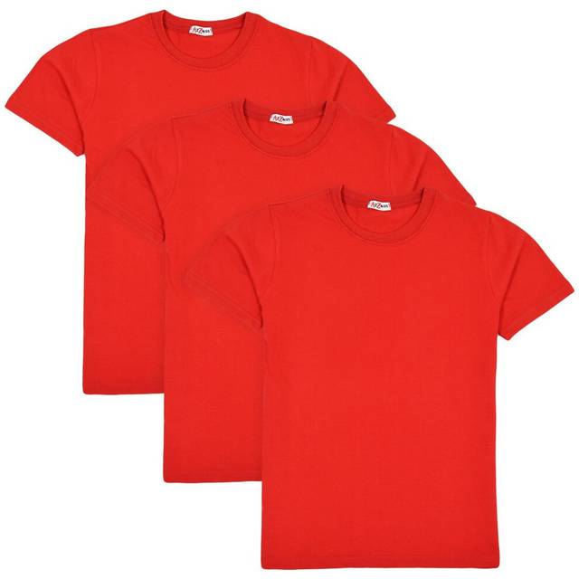 (11-12 Years, Red) Boys Girls Pack Of 3 PE School Plain T Shirts