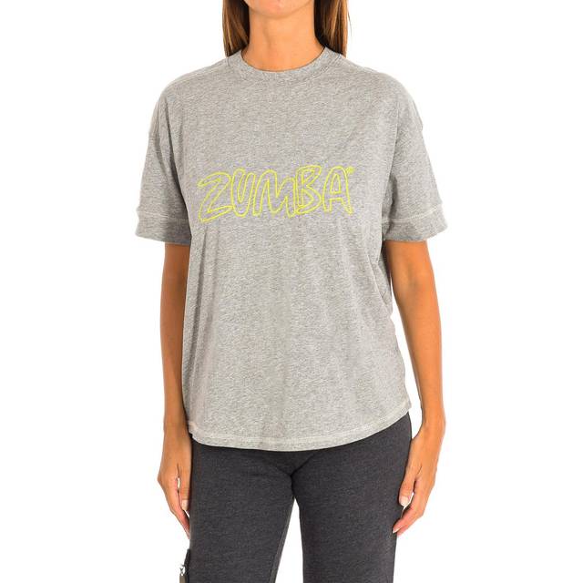 Zumba Womens sports t-shirt with sleeves Z2T00106 - Grey Cotton - Size Small