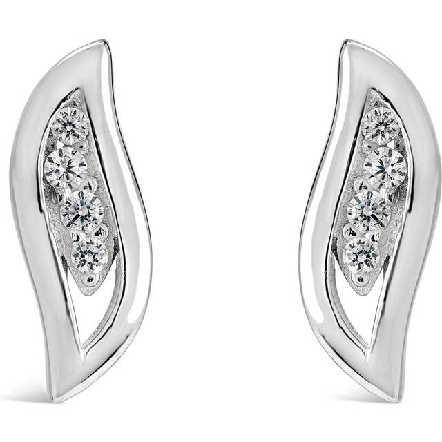 Sterling Silver Pavé Cubic Zirconia Open Teardrop Stud Earrings - One Size