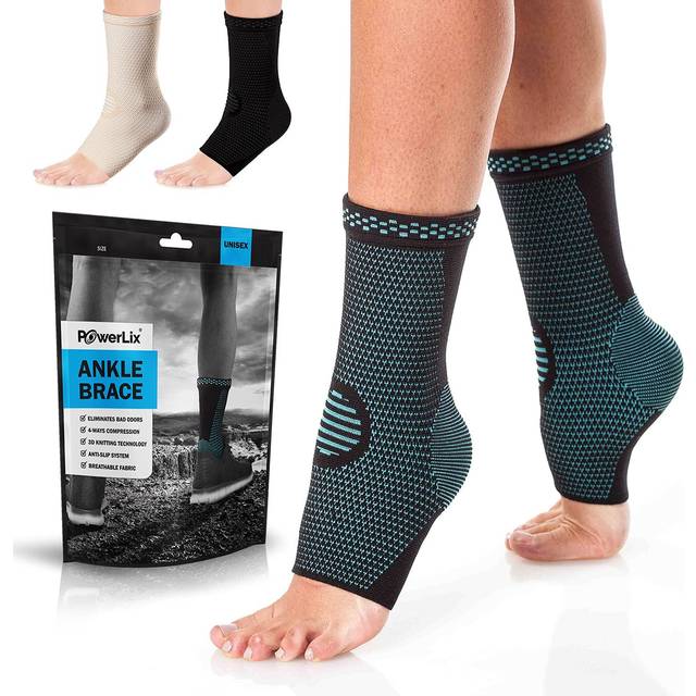 POWERLIX Ankle Orthopedic Brace Compression Support Sleeve (Pair) for Swelling  Sprain  Plantar Fasciitis  Arthritis  Tendinitis