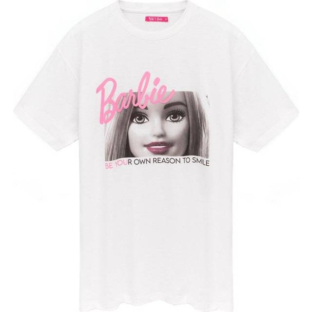 (L, White/Grey/Pink) Barbie Womens/Ladies Be You Oversized T-Shirt