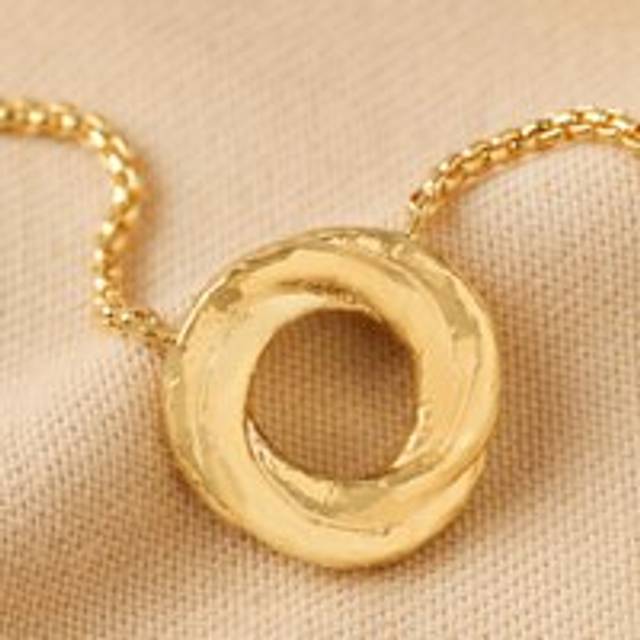 Organic Molten Russian Ring Pendant Necklace in Gold - gold - one size