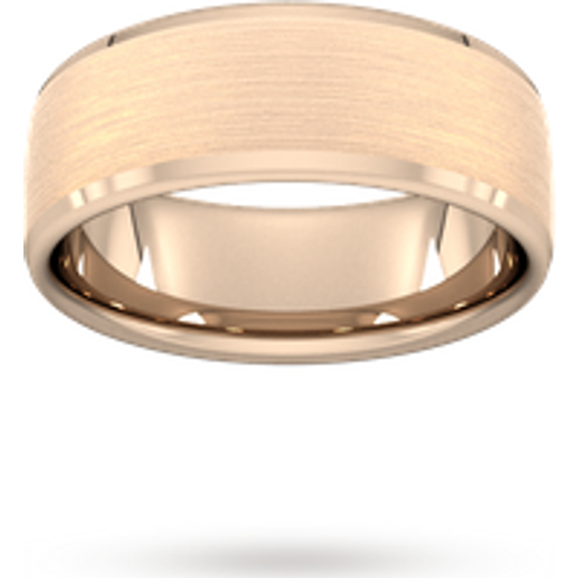 8mm Traditional Court Standard Polished Chamfered Edges With Matt Centre Wedding Ring In 9 Carat Rose Gold - Ring Size W