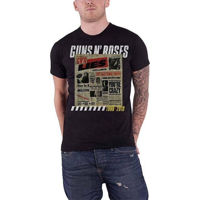 (M, Black) Guns N Roses Unisex Adult Lies Track List Back Print T-Shirt