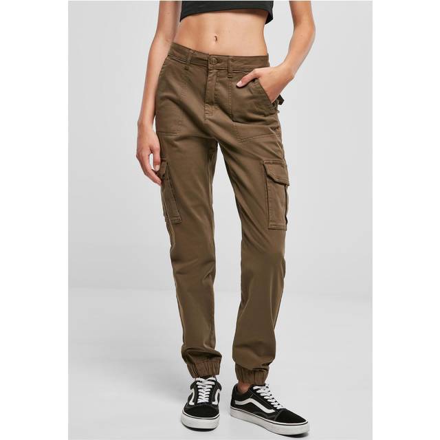 Urban Classics kvinnors damer bomull twill bruksbyxor, Svart, 31W