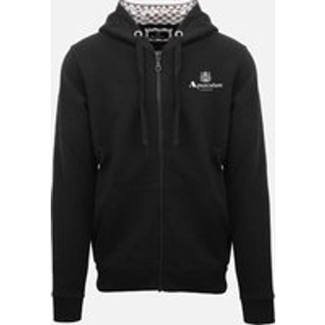 (XXL) Aquascutum London Embossed Signature Logo Black Zip-Up Hoodie