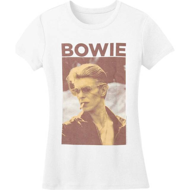 (S, White) David Bowie Unisex Adult Smoking T-Shirt