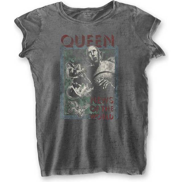 (XL, Charcoal) Queen News of the World Burnout T Shirt