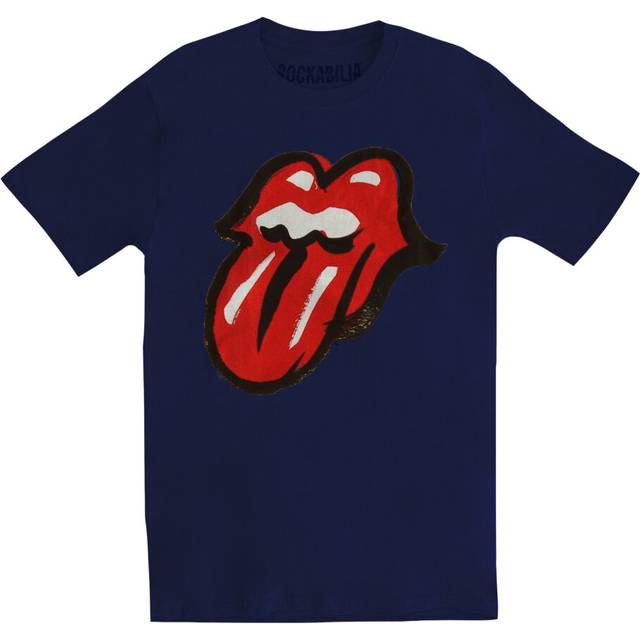 (S, Navy Blue) The Rolling Stones Unisex Adult No Filter Tongue T-Shirt