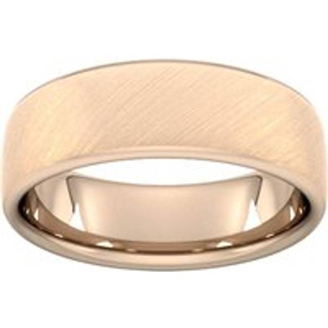 7mm Traditional Court Heavy Diagonal Matt Finish Wedding Ring In 18 Carat Rose Gold - Ring Size V