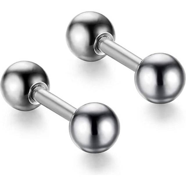 4Mm Simple Peas Stud Earrings Titanium Steel Dumbbell Ball Ear Studs Jewelry