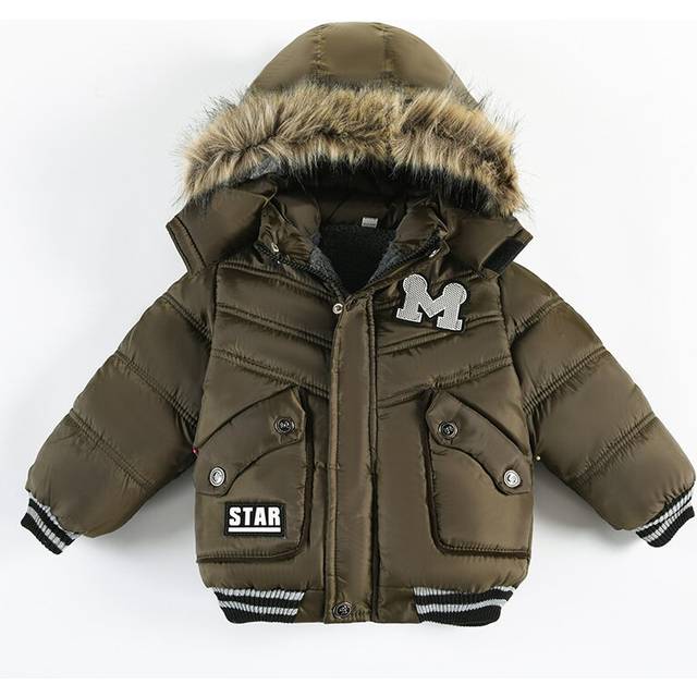(dark green, Suitable for height 90cm) Children's Winter Cotton Coat Boys' Thickened Jacket, Birthday Gift, Halloween, Christmas