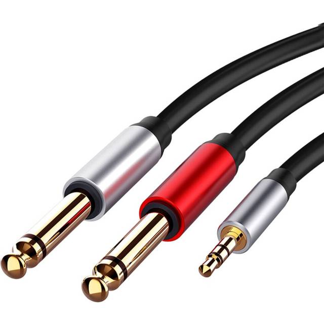 "3.5mm to Dual 6.5mm Adapter Jack Audio Cable Double 6.35mm Male 1/4 ""Mono Jack to stereo 1/8"" 3.5mm Jack aux Cord"