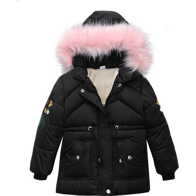 (black, 7-8Years/Suitable for height 130cm) Children's Cotton Jacket Girl's Thickened Jacket, Birthday Gift, Halloween, Christmas