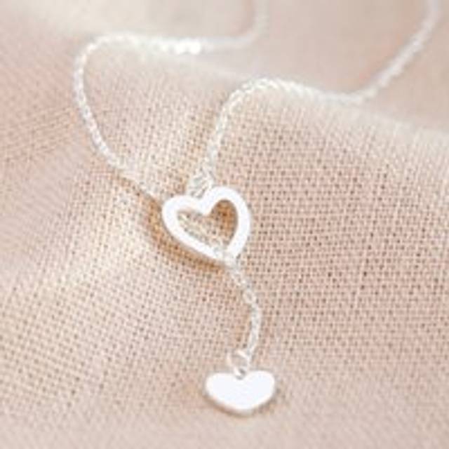 Mismatched Heart Lariat Necklace in Silver - silver - one size