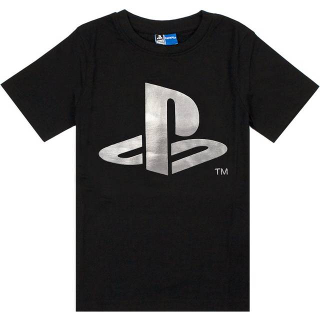 (7-8 Years) Playstation Foil Logo Print Boy's Black T-shirt