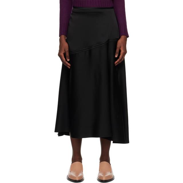 Jil Sander Black Flared Midi Skirt - 001 Black - DK 38