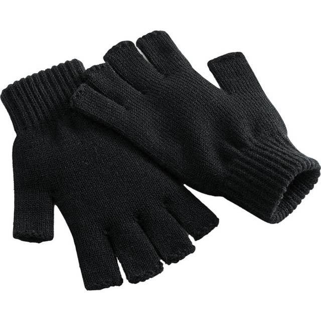 (L-XL, Black) Beechfield Unisex Adult Plain Fingerless Gloves