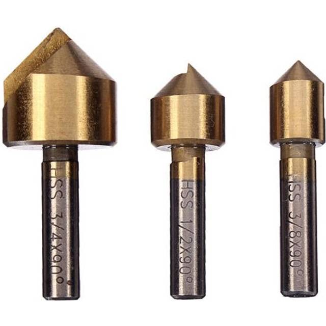 3pcs Single Flute 90 Degree Edge Chamfer Set Countersink Drill Bit