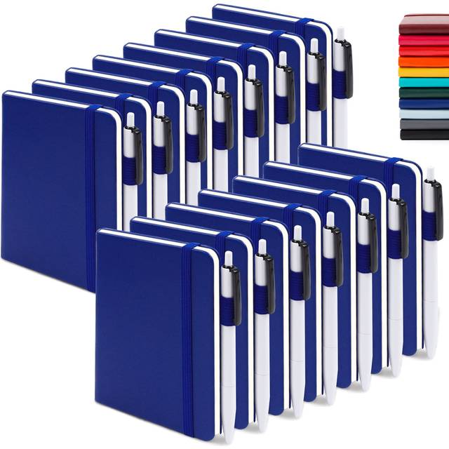 15 Pack Pocket Small Notebooks Bulk, Feela Mini Cute Notepads Hardcover College Ruled Lined Journals with Pen Holder for School Business Memos, with