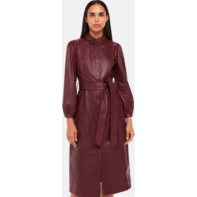 Whistles Phoebe Leather Shirt Midi Dress