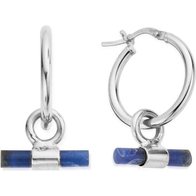 ChloBo Silver Sodalite T-Bar Hoop Earrings - Blue