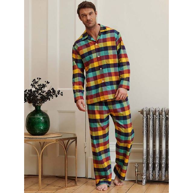 'Edinburgh' Check Brushed Cotton Pyjama Set - Multi - L