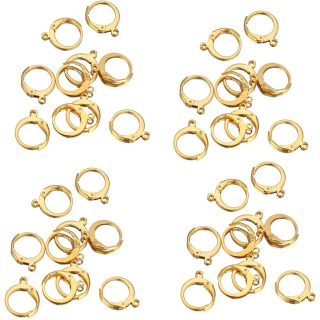 100pcs Earrings Gold Hypoallergenic Round Leverback Ear Hooks Clasp Findings Bulk
